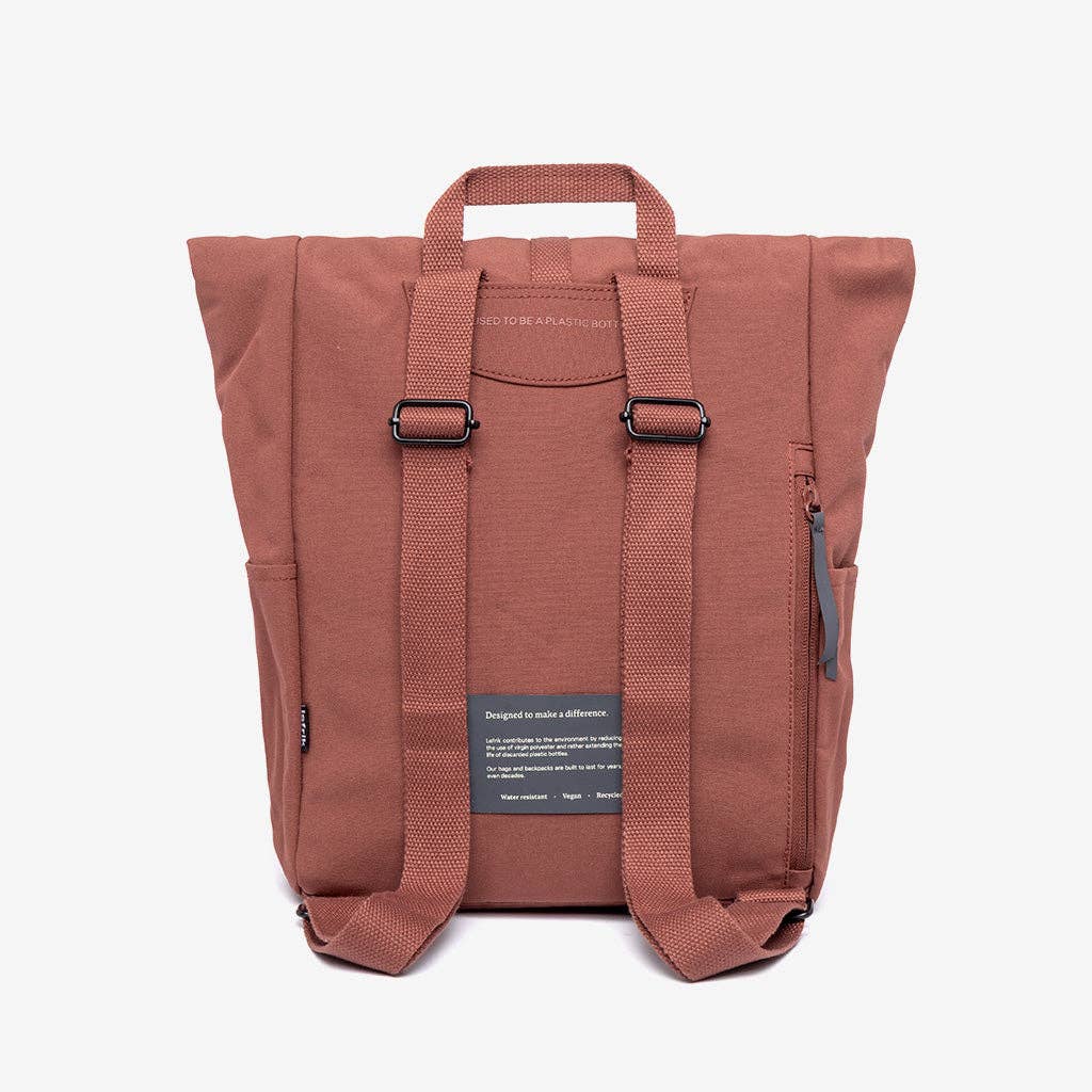 Recycled Roll-Top Mini Backpack, Bronze