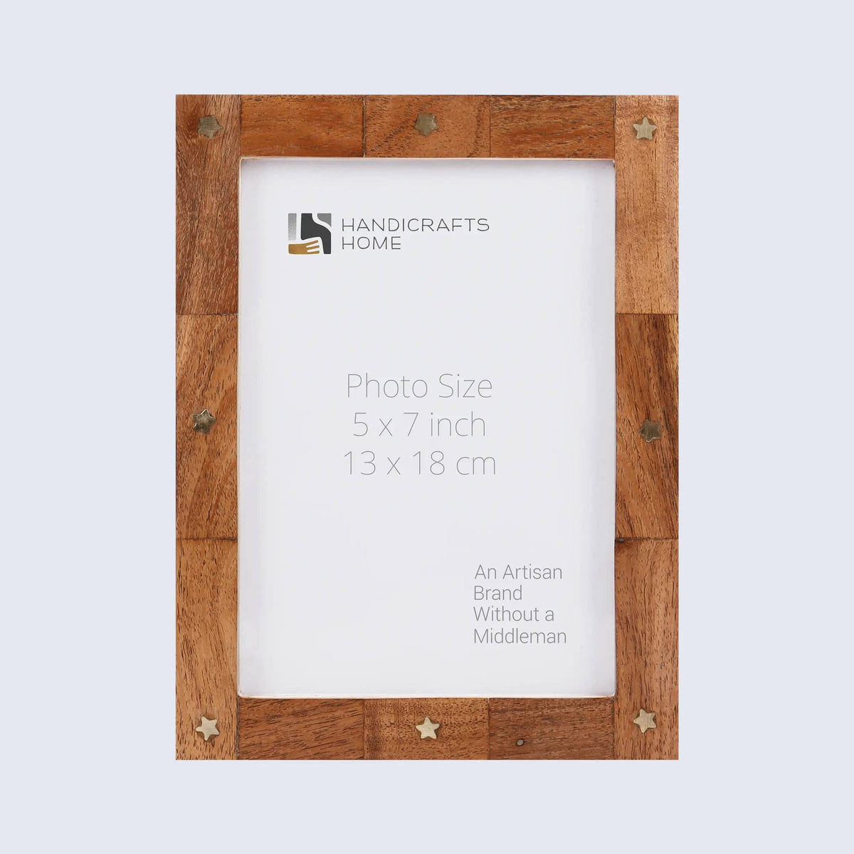 Handmade Wood Picture Frame with Brass Inlay