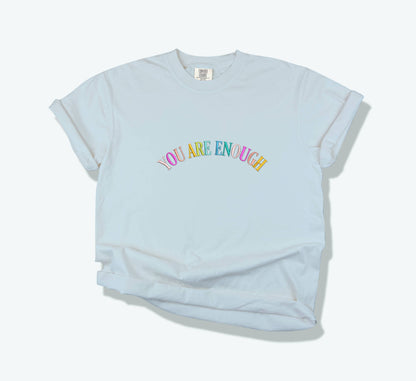 Custom Rainbow Embroidered Wording Tee