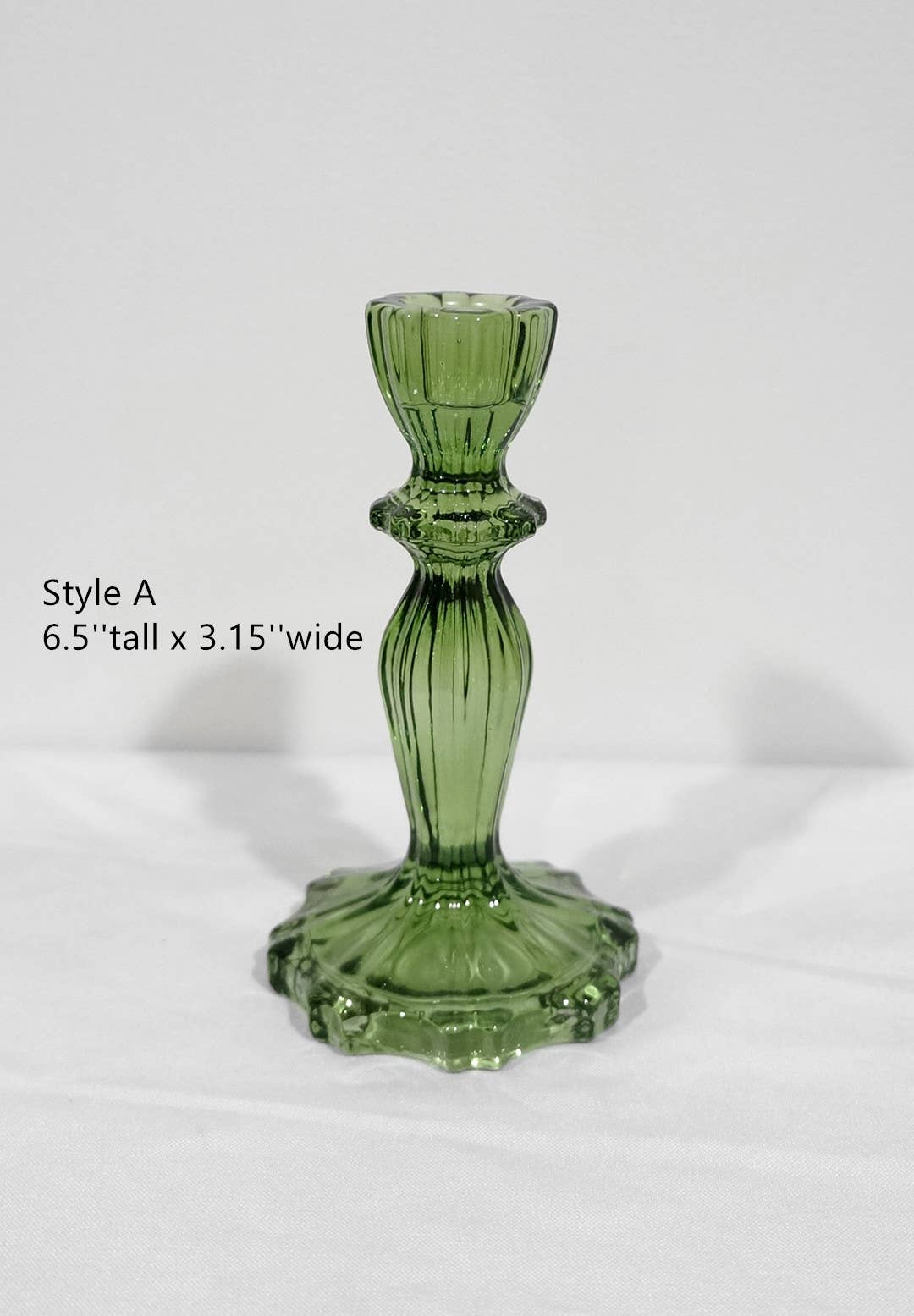 Green Glass Taper Candle Holder