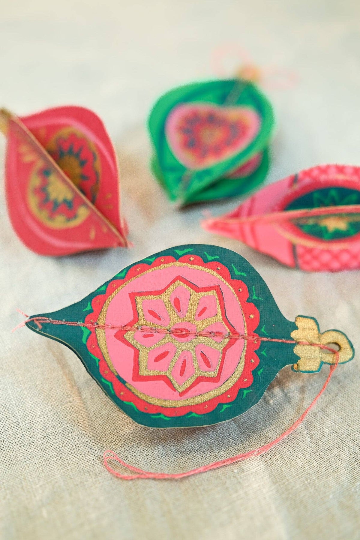 Baubles Paper Ornaments Set of 4 Recycled