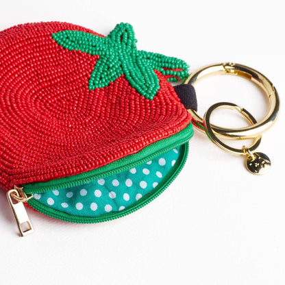 Tomato Beaded Coin Purse with Zipper