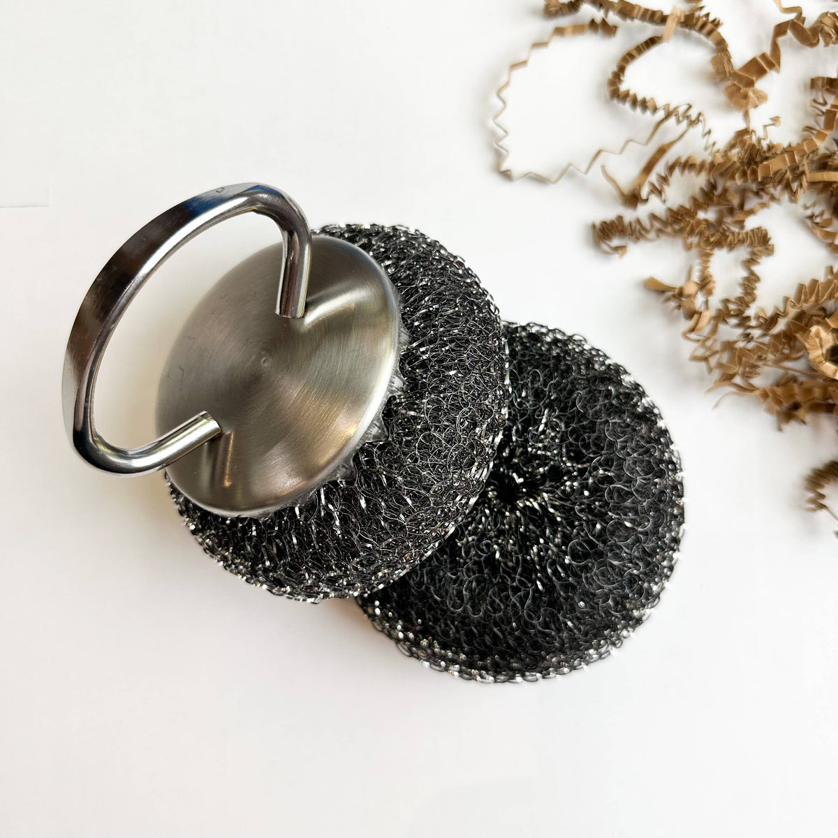 Stainless Steel Dish Scrubber with Handle