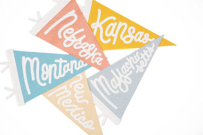 New Jersey Hand Lettered Wool Felt Pennant