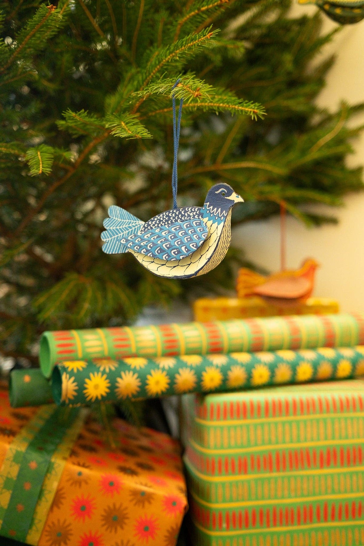 Dove Screen Printed Paper Christmas Ornament