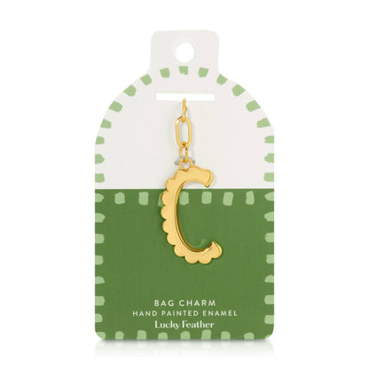 Initial C Enamel Bag Charm Keychain