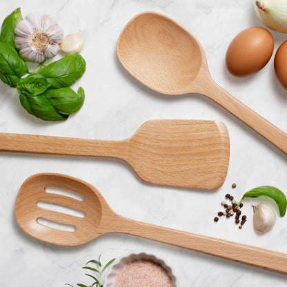 Beech Wood Cooking Utensils Set for Nonstick Pans