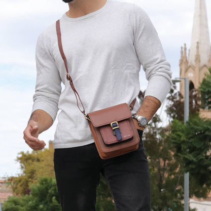 Recycled Leather Unisex Crossbody Bag