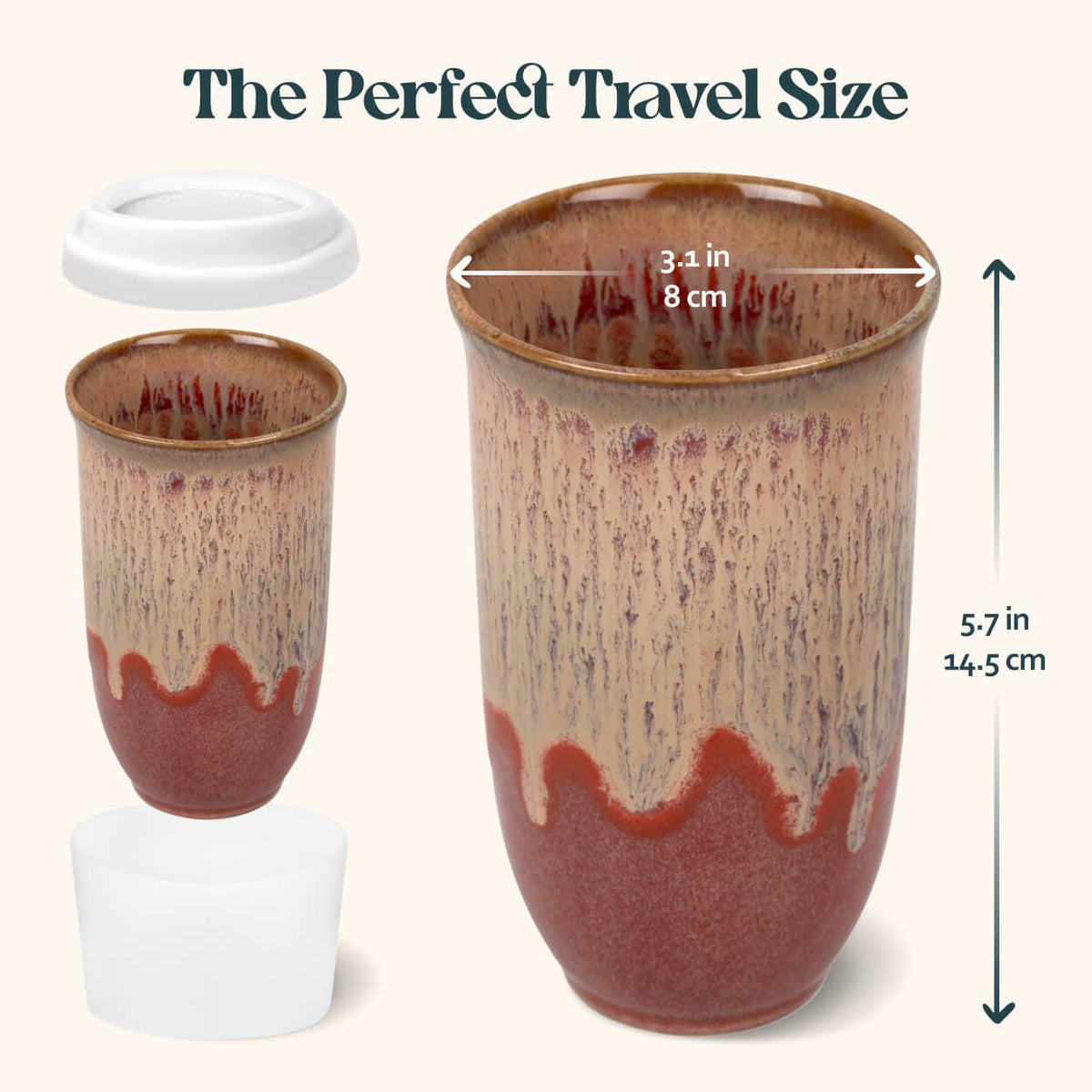 Jupiter Red Ceramic Travel Mug with Lid, 16 oz