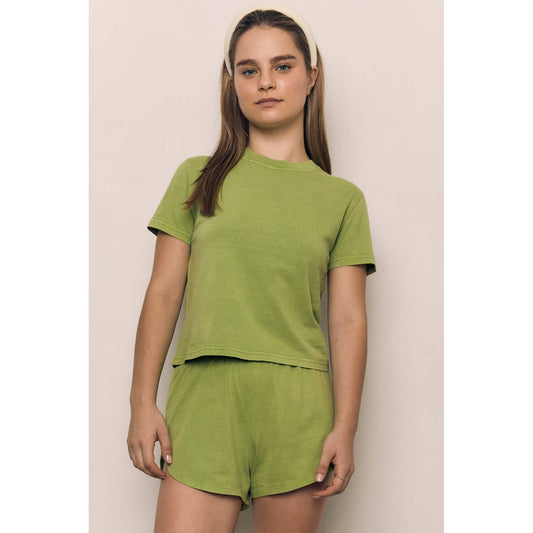 Mineral Washed Crop Cotton Jersey Tee