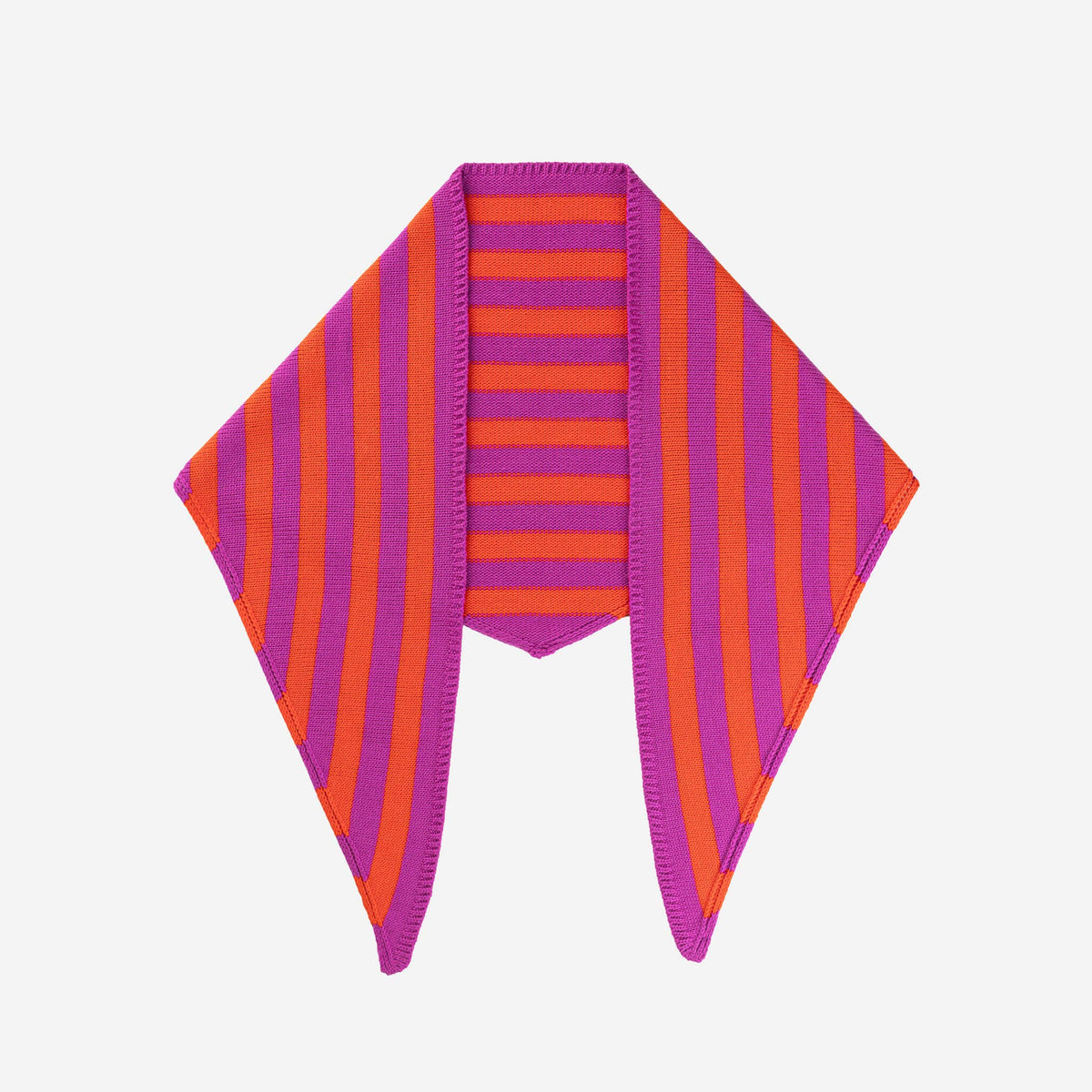 Simple Stripe Knit Triangle Scarf Neckerchief