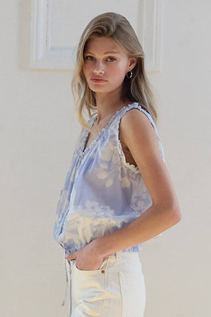 Floral Button-Front Cotton Blouse
