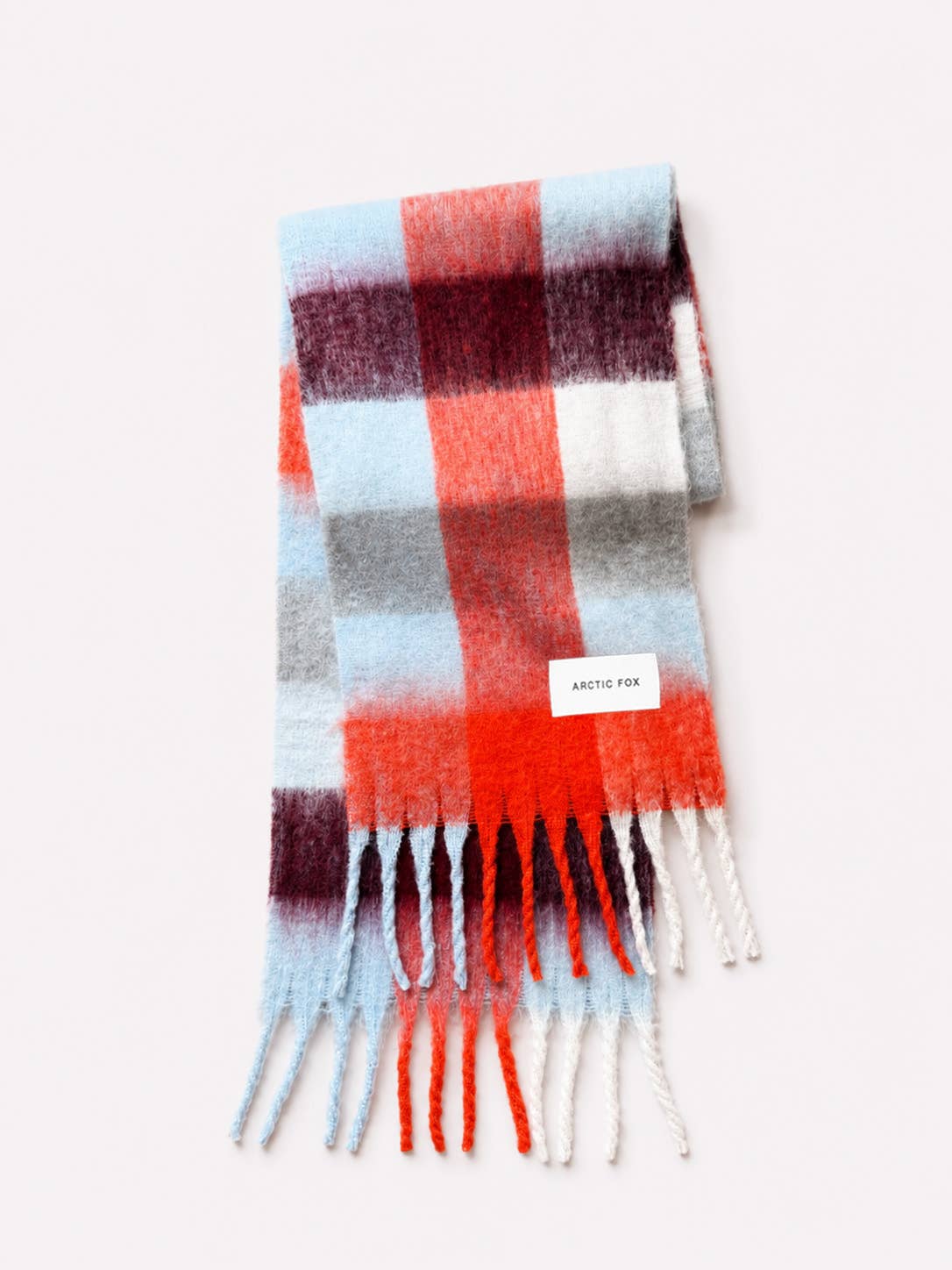 Red Blue Check Reykjavik Recycled Winter Scarf