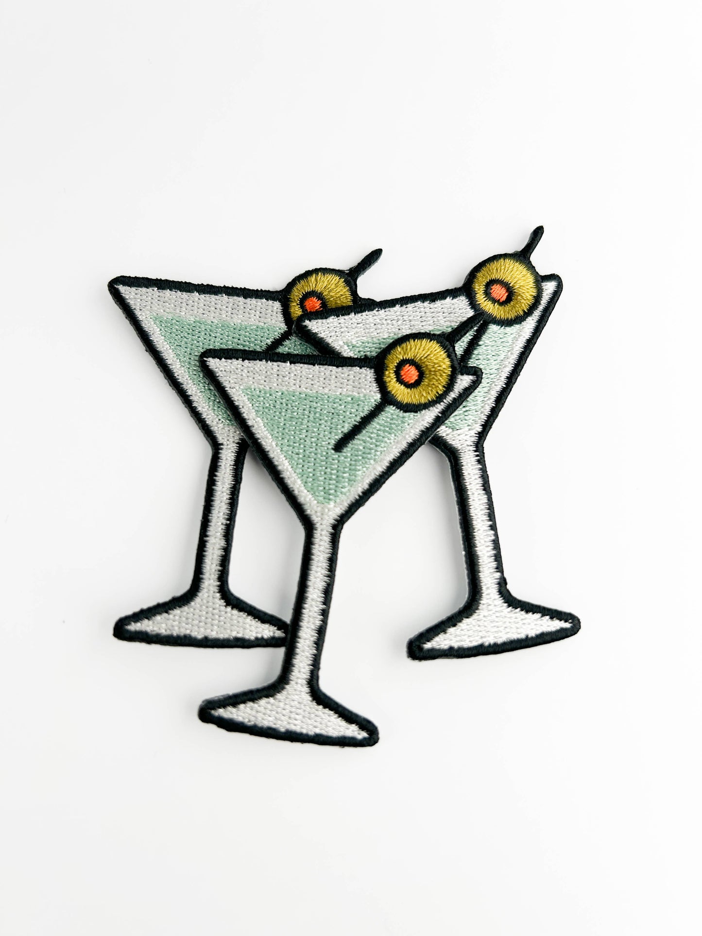 Martini Cocktail Embroidered Iron On Patch