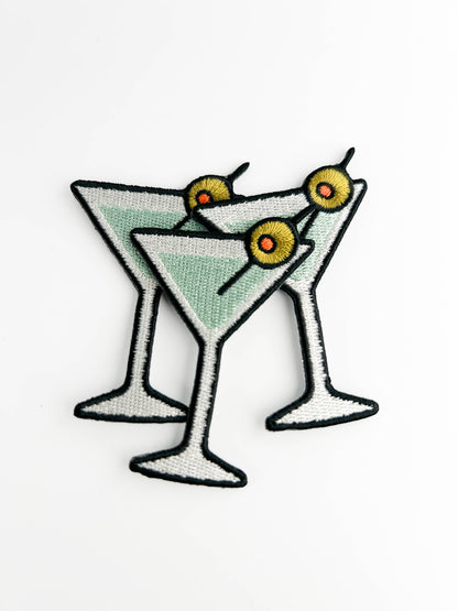 Martini Cocktail Embroidered Iron On Patch
