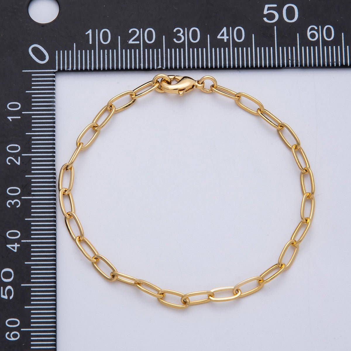 Gold Filled Paperclip Chain Bracelet with Zirconia