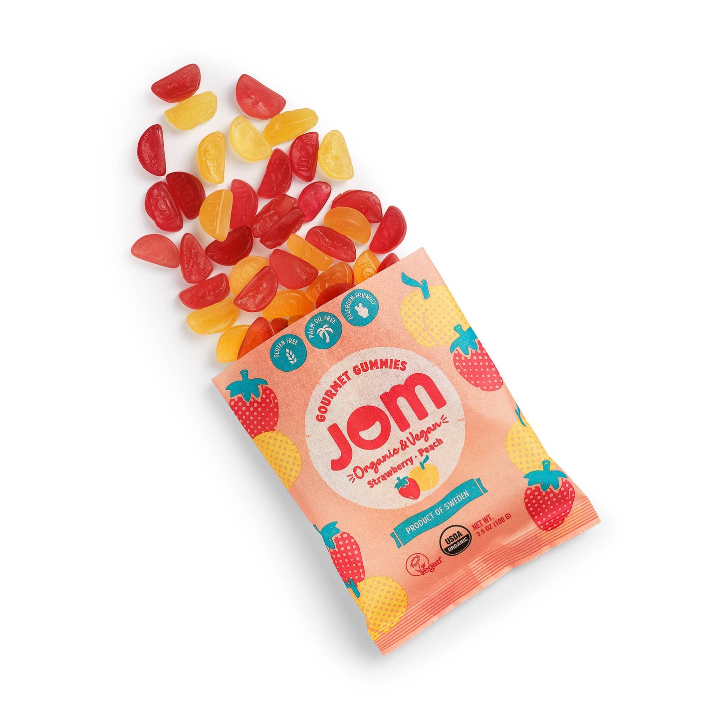 Swedish Organic and Vegan Strawberry & Peach Gummies