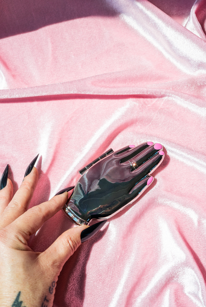Hand-Shaped Gesture Compact Mirror, Silver