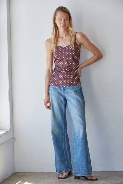 Polka Dot Print Viscose Tencel Cami