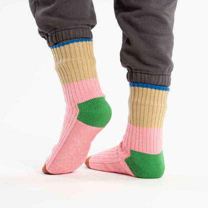 Minima Fleece Lined Knit House Socks Colorblock