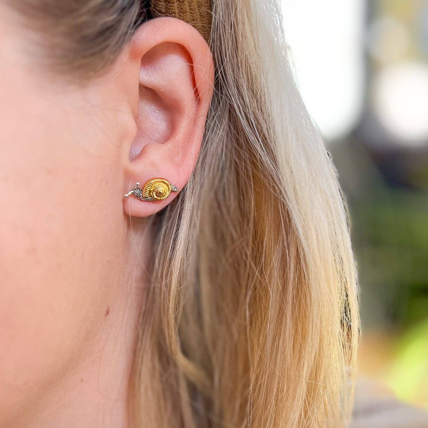 Two Tone Snail Stud Earrings