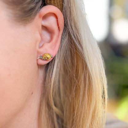 Two Tone Snail Stud Earrings