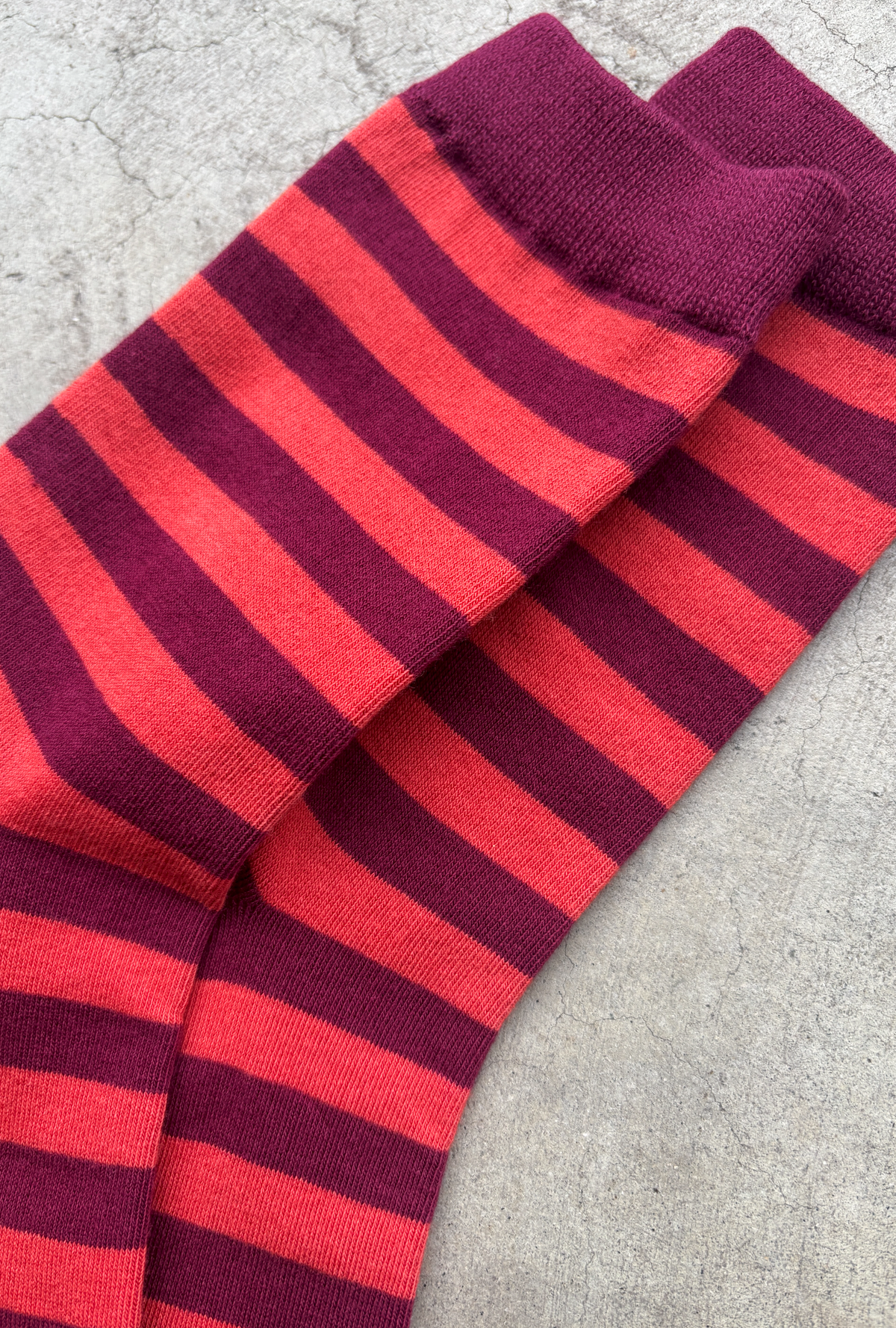 Burgundy and Red Striped Cotton Blend Socks