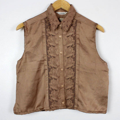 Upcycled Cropped Button-Up Blouse