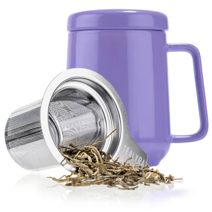 Ceramic Tea Mug with Metal Infuser and Lid
