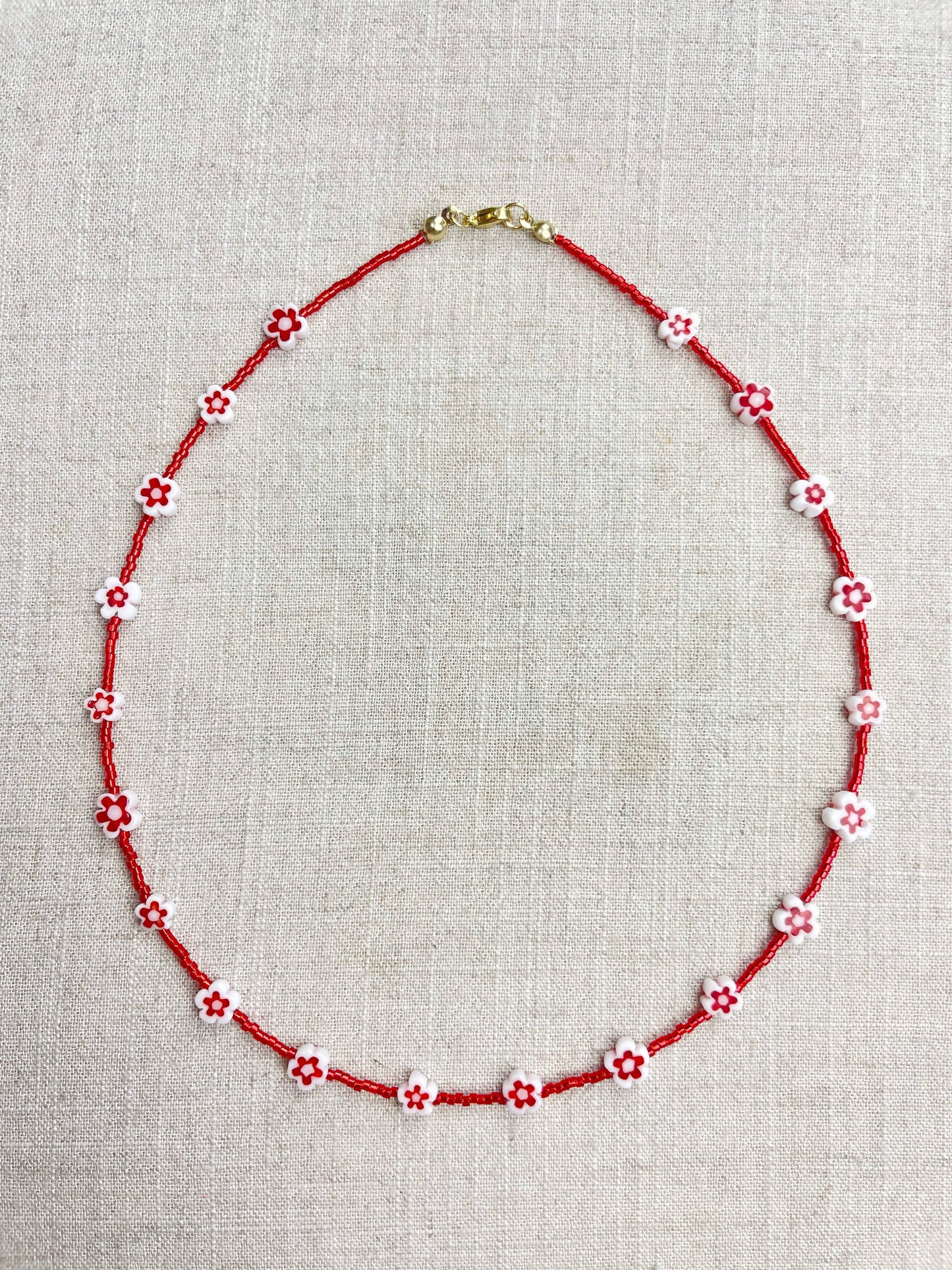 Glass Floral Beaded Delicate Necklace