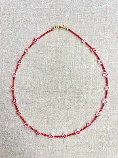 Glass Floral Beaded Delicate Necklace