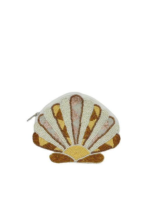 Golden Shell Beaded Coin Pouch
