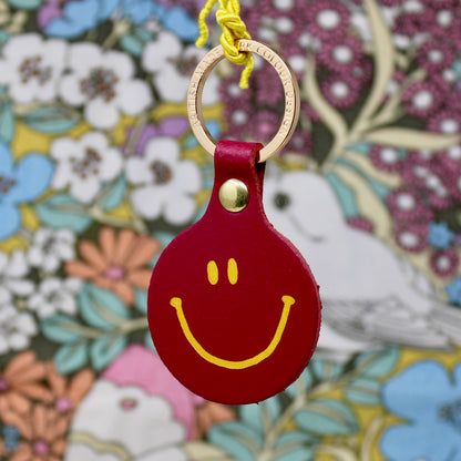 Smiley Face Leather Keychain