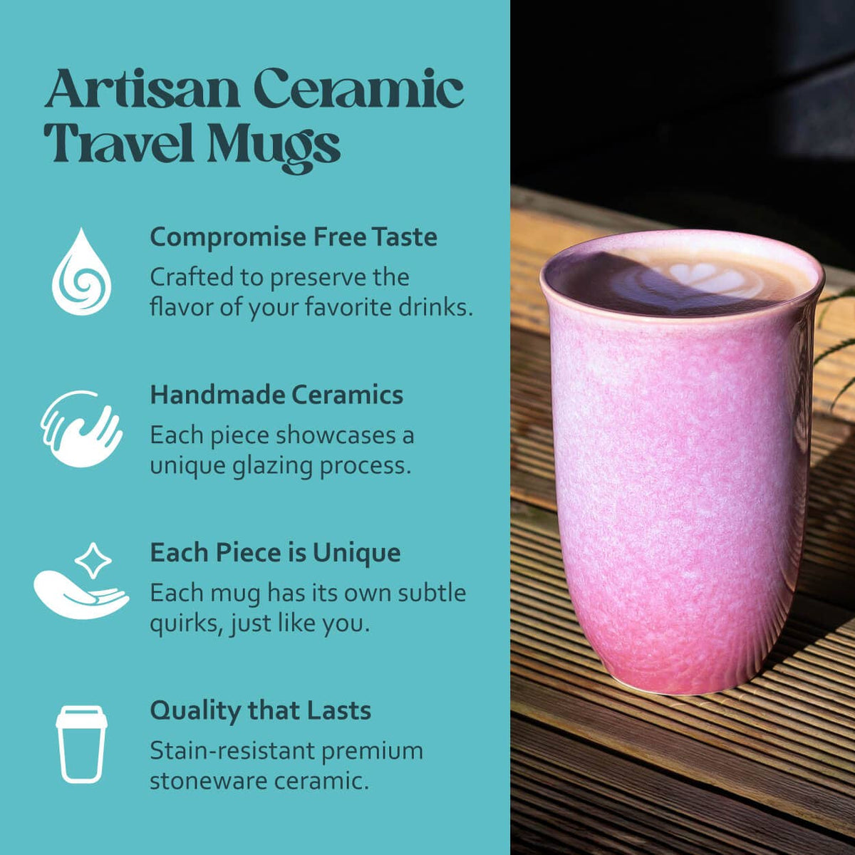 AstralBloom 12oz Ceramic Travel Mug with Lid