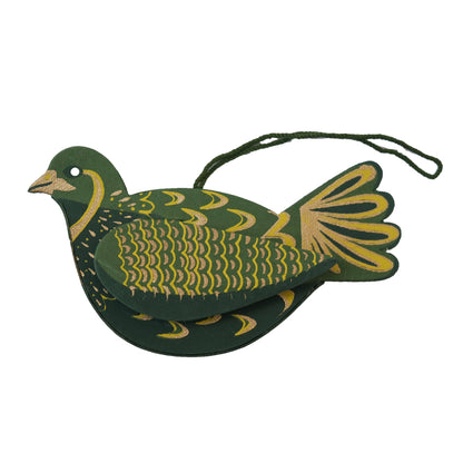 Partridge Screen Printed Paper Christmas Ornament