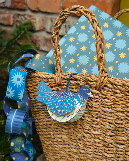 Dove Screen Printed Paper Christmas Ornament