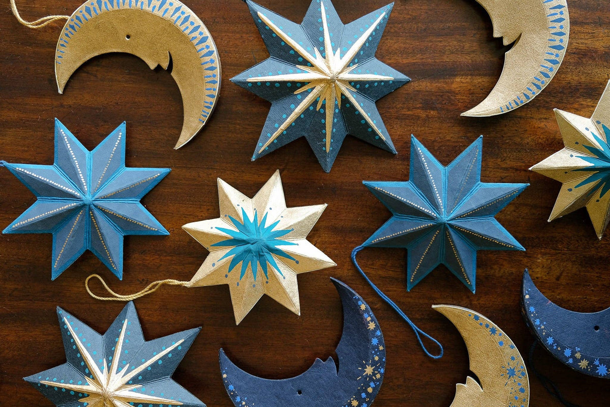 Twinkling Star Recycled Paper Christmas Ornament