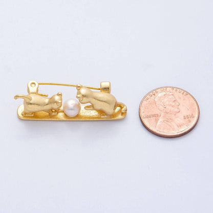 Gold Cat Pin Animal Brooch