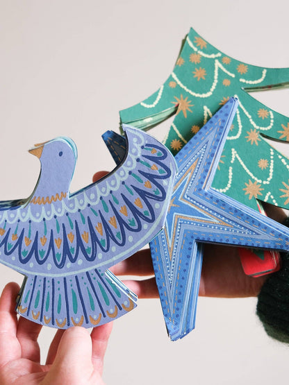 Stars Concertina Folded Paper Garland Royal Blue