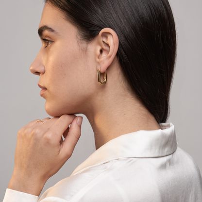 Gold Filled Twist Oblong Hoop Earrings