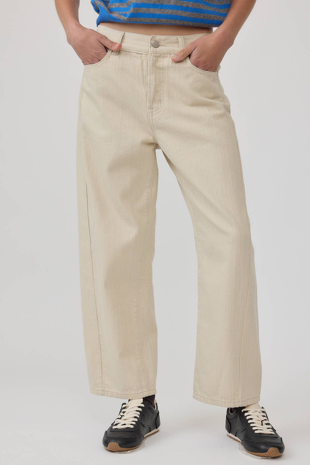 Cotton Barrel Leg Jeans