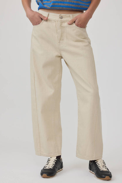 Cotton Barrel Leg Jeans