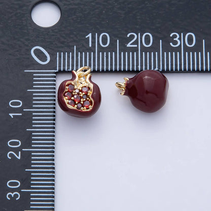 Pomegranate Charm Earring Charm 18k Gold Filled CZ