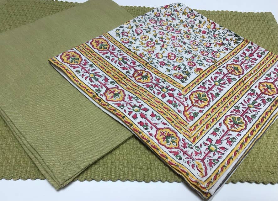 Hand Woven Cotton Placemat, Lemongrass Green