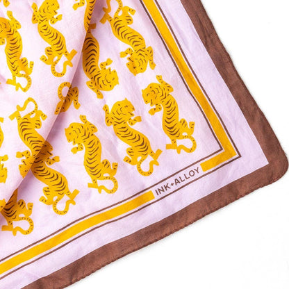 Tiger Print Square Scarf, Cotton