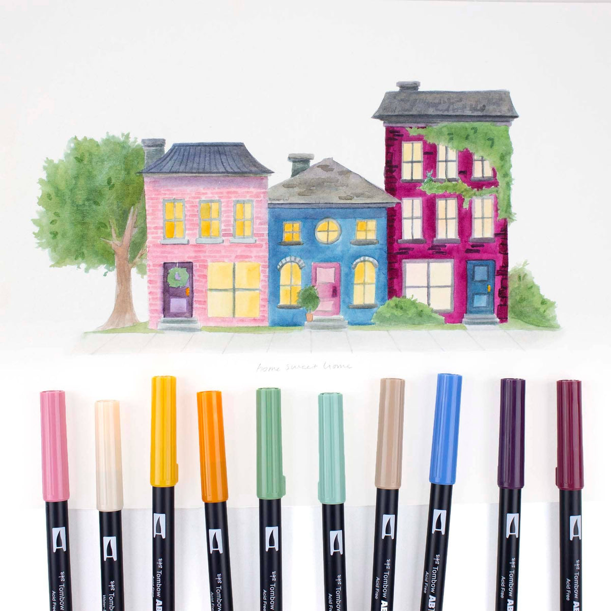 Tombow Dual Brush Pen Art Markers Cottage 10 Pack