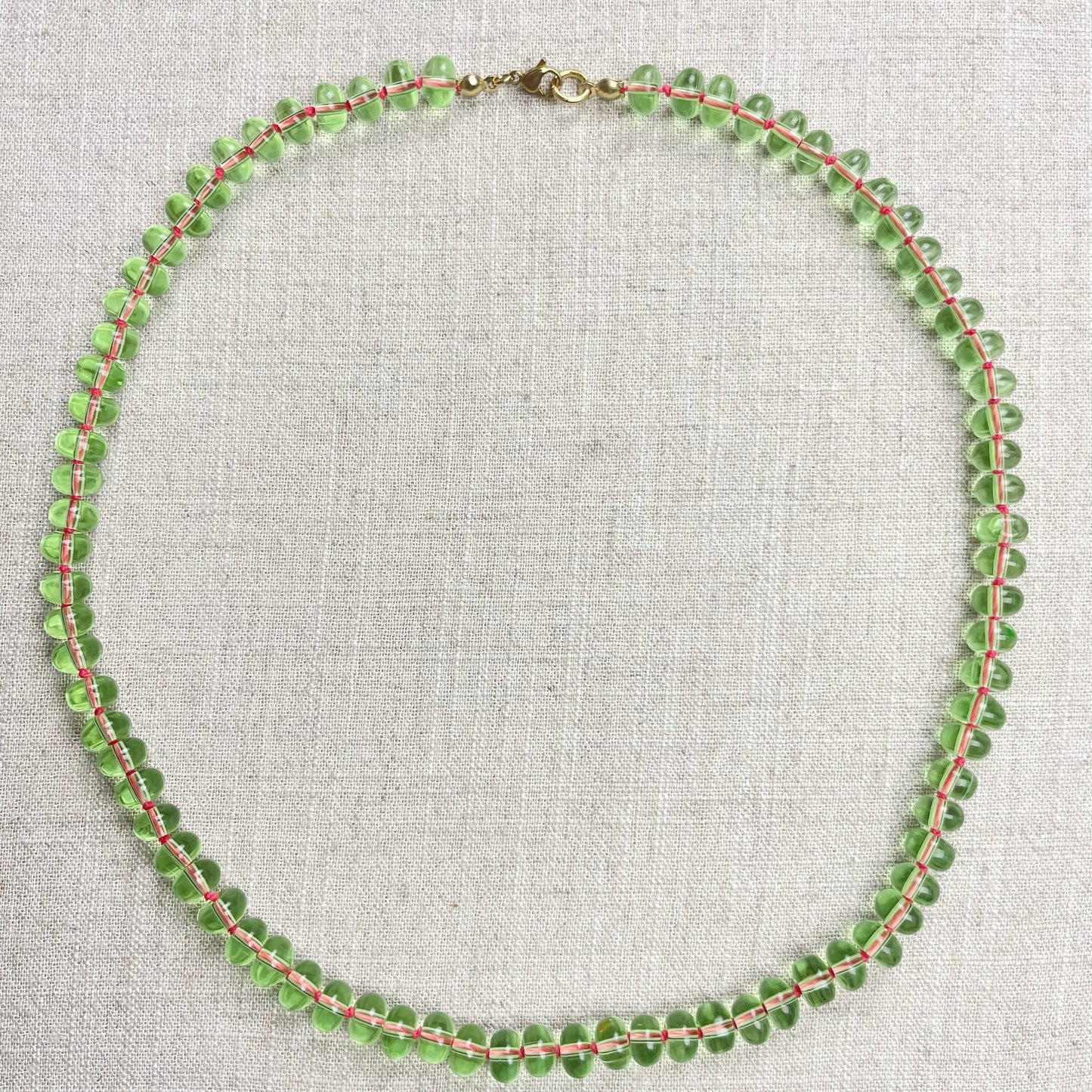 Mint Green Glass Hand-knotted Beaded Necklace