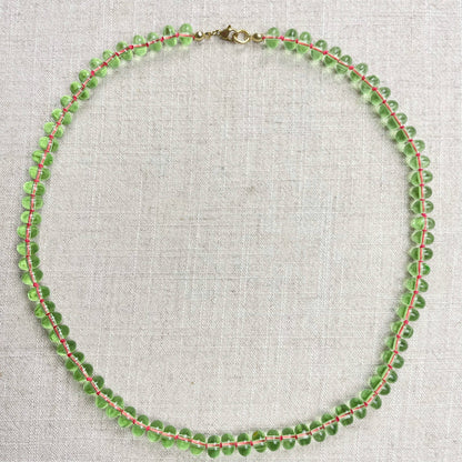 Mint Green Glass Hand-knotted Beaded Necklace