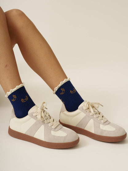 Croissant Ruffle Grip Socks Organic Cotton