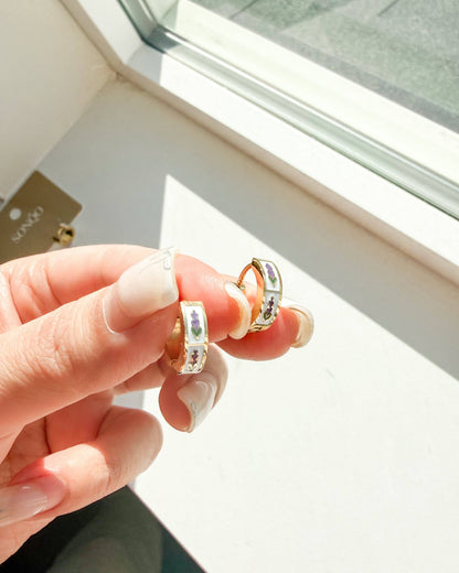 Lavender Gold Tone Hoop Earrings